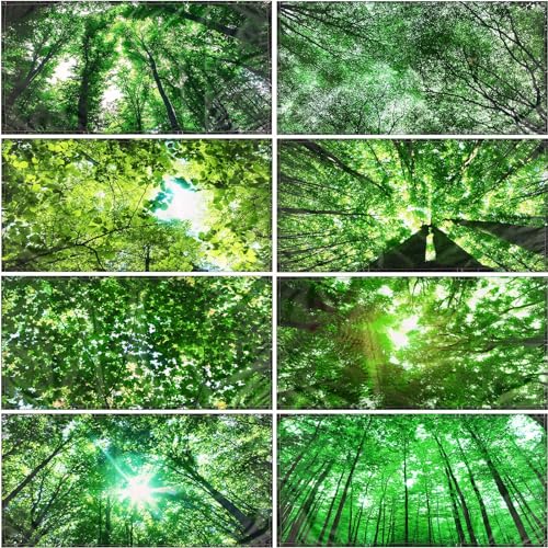 Image of Yahenda 8 Packs Magnetic Fluorescent Light Covers 4 x 2 Feet Ceiling Panel Light Shade Decorative Covering Filters for Classroom Office School Home Hospital Decor (Forest)