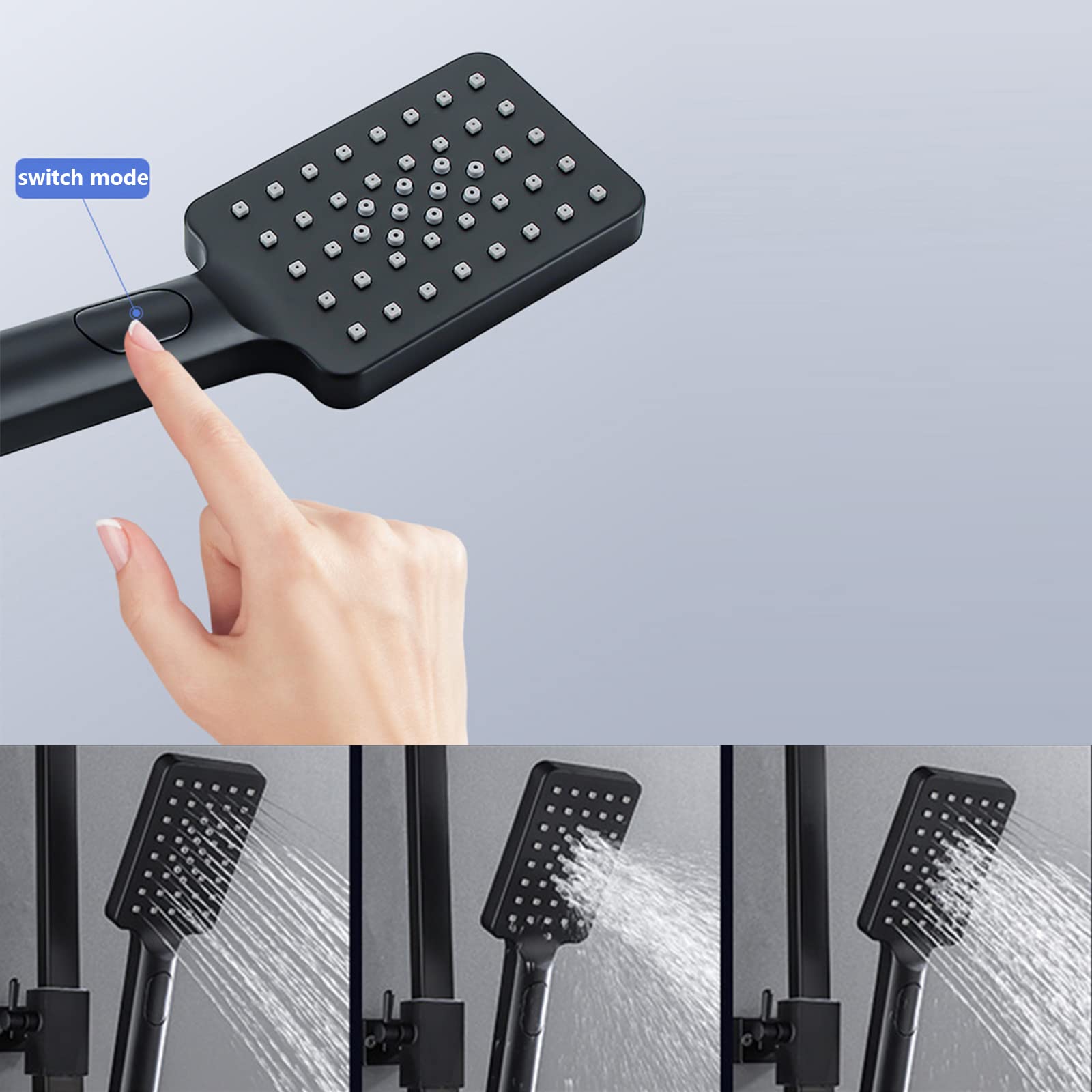 Sistema Doccia Nero con Display Digitale, Set Rubinetto termostatico, Miscelatore in Ottone con soffione a Pioggia, doccetta, doccetta Bidet, beccuccio Vasca, Altezza Doccia Regola