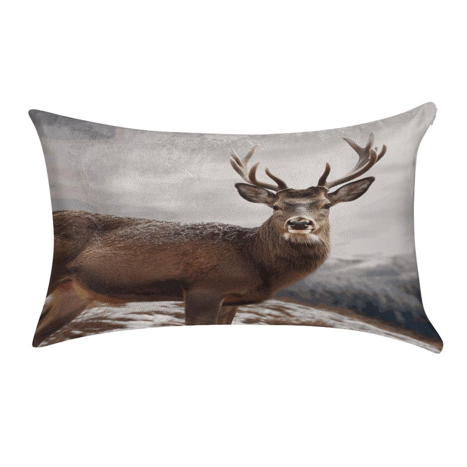 LDGSUPH Wild Animals Deer Velvet Throw Pillow Covers Cozy Pillow Shams Pillowcases Detachable Pillow Cases Soft Cushion Cover with Zipper for Sofa Car Bed Pillow Protectors 12 "×20 "