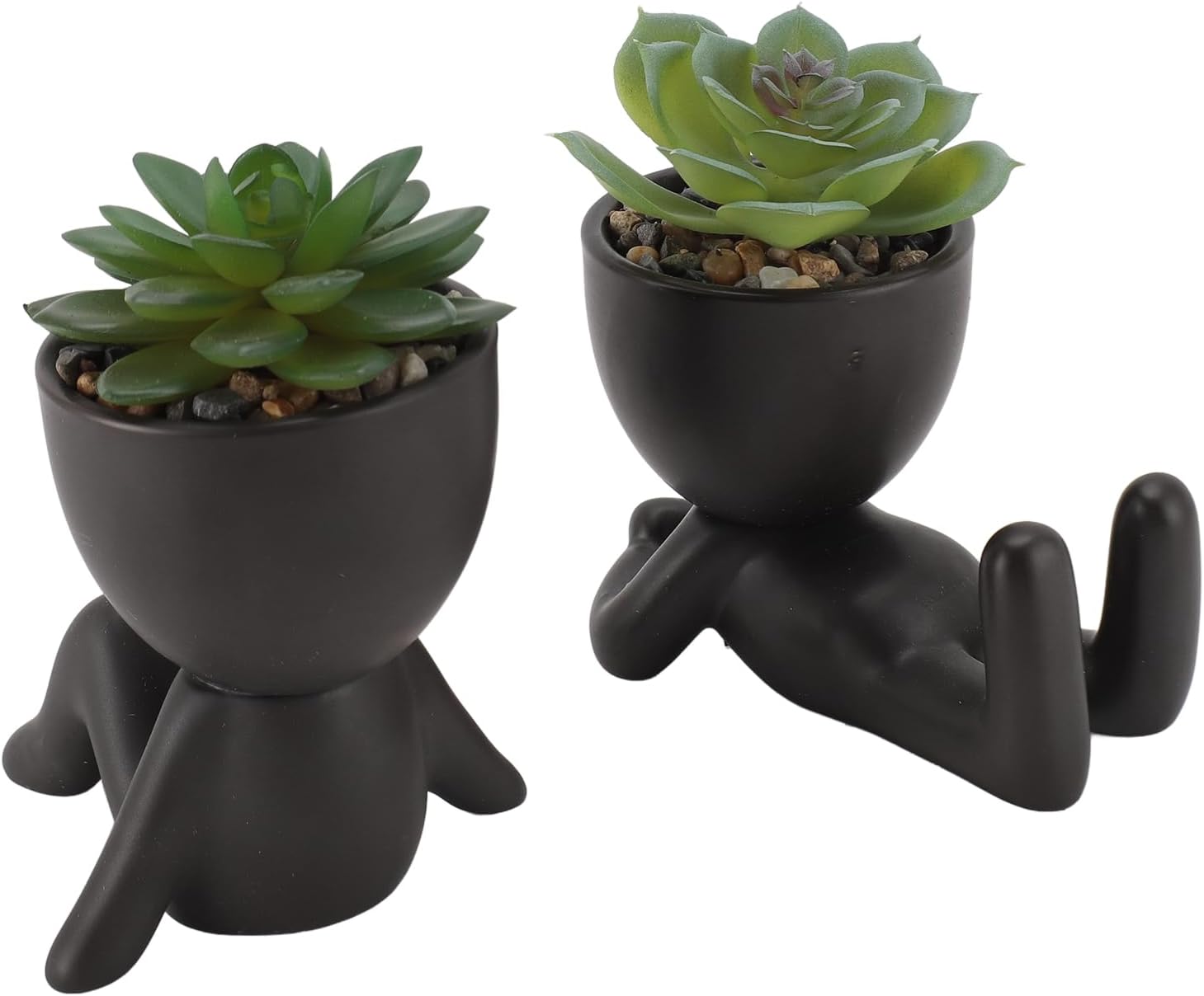 CCYLEZ Artificial Pot, Cute Artificial Pot Decoration 2 Pcs for Home Decoration (Black)