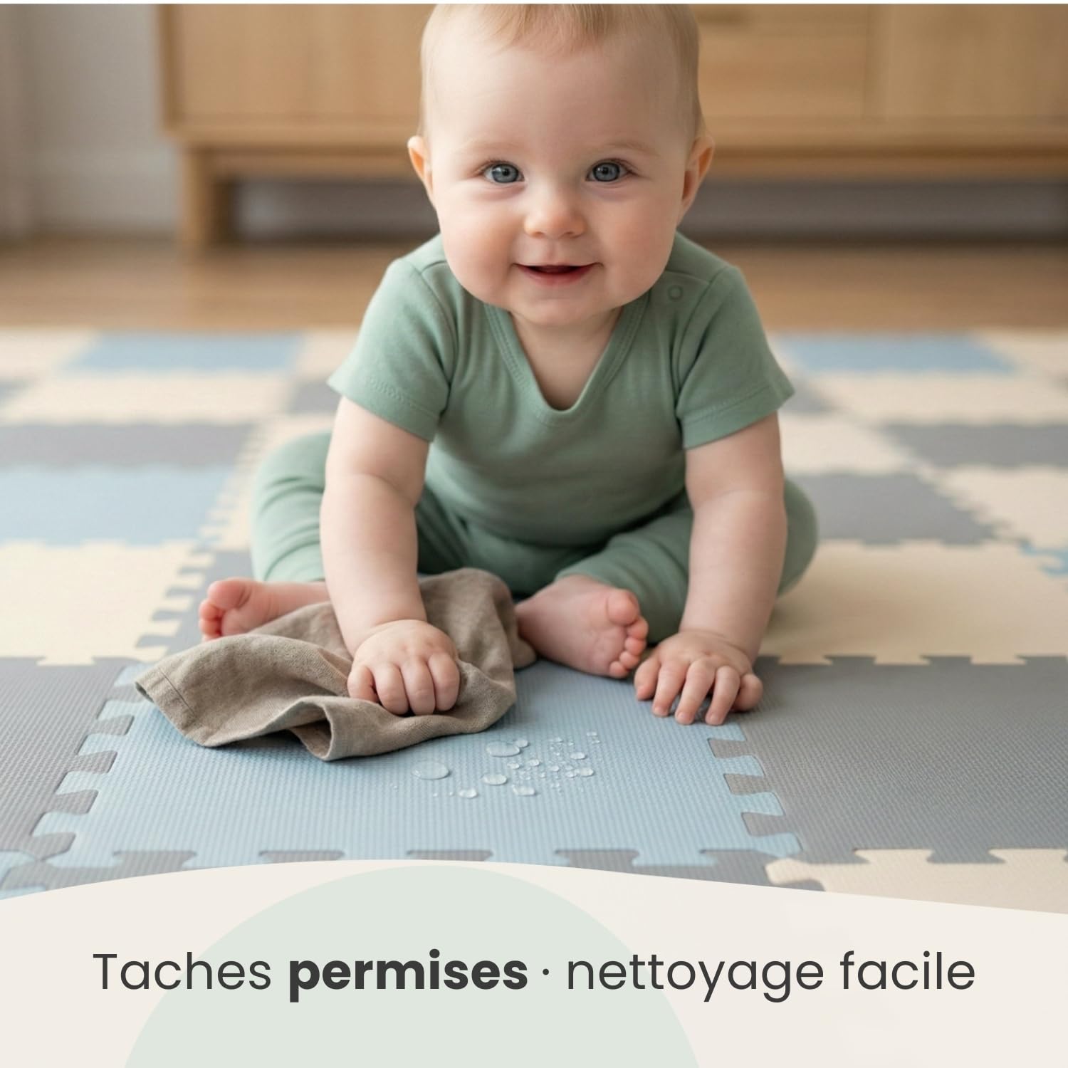 LittleTom 27 Pièces Tapis Puzzle Enfant - Certifié TÜV - 30x30 cm Dalles en Mousse EVA avec Bordures - Surface de Jeu pour l'Éveil - Carrés Puzzle Antidérapants - Revêtement pour Chambre des Petits - 5