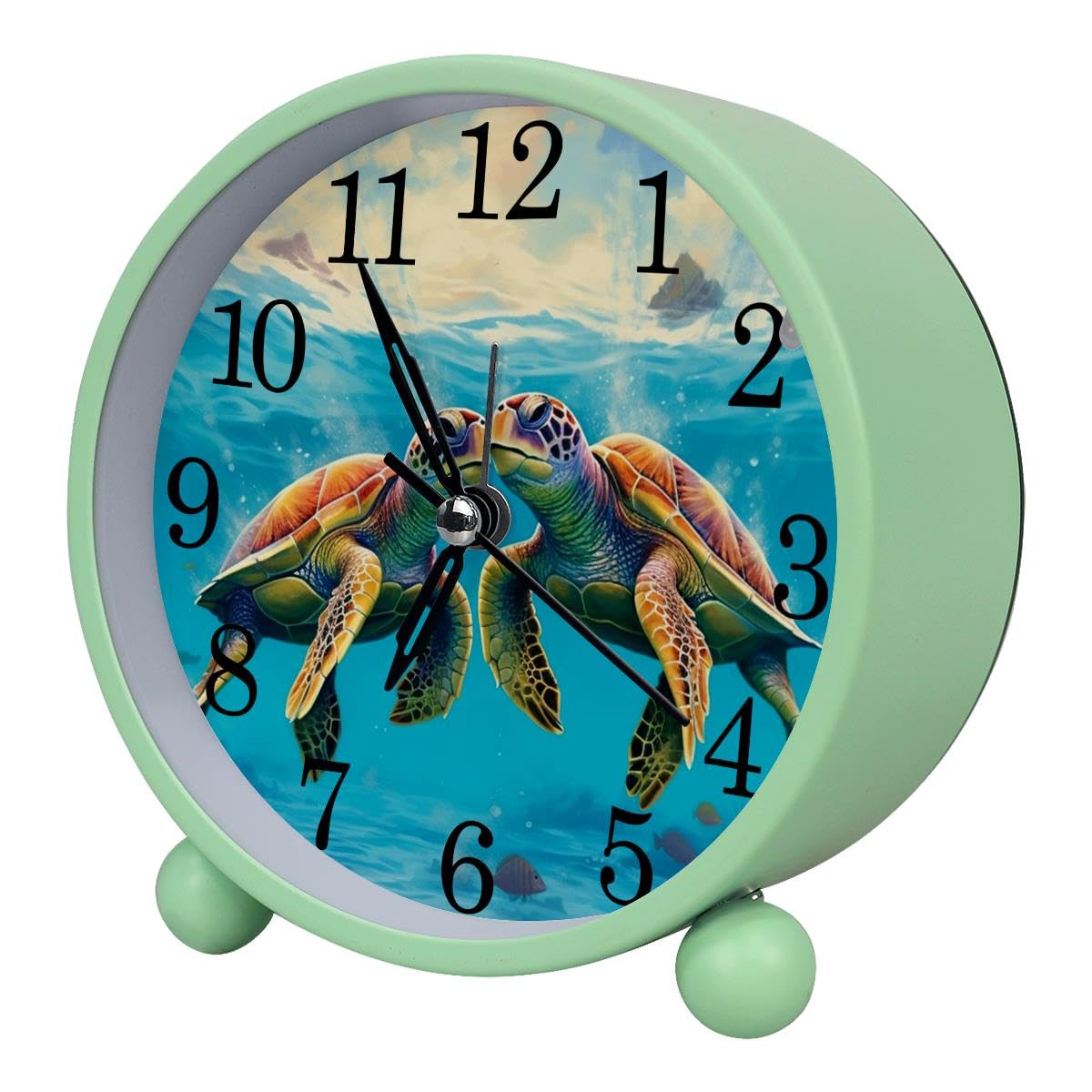 Luoweisi Alarm Clock Sea Turtles, Silent Non-Ticking with Night Light