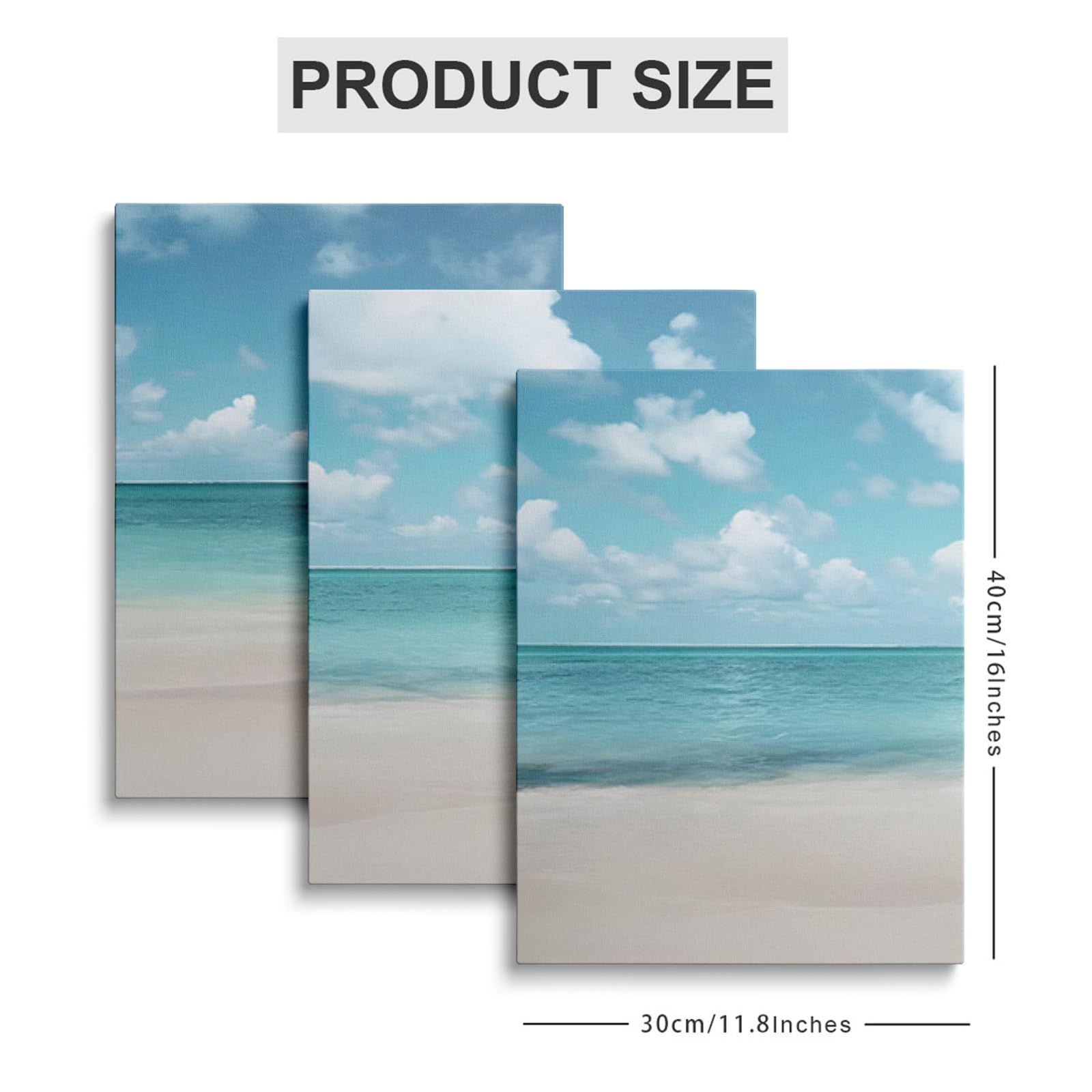 prinfantasy Canvas Personalised Photo Beach Artwork Coastal Wall Art Beaches Prints for Bathroom Decor Light Blue Ocean Pictures for Wall Seaside Paintings 1011 - Image 2