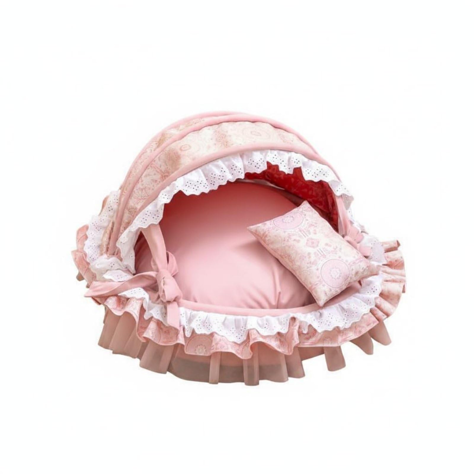Lit berceau pour chat en coton haut de gamme et dentelle élégante Pink Cherry