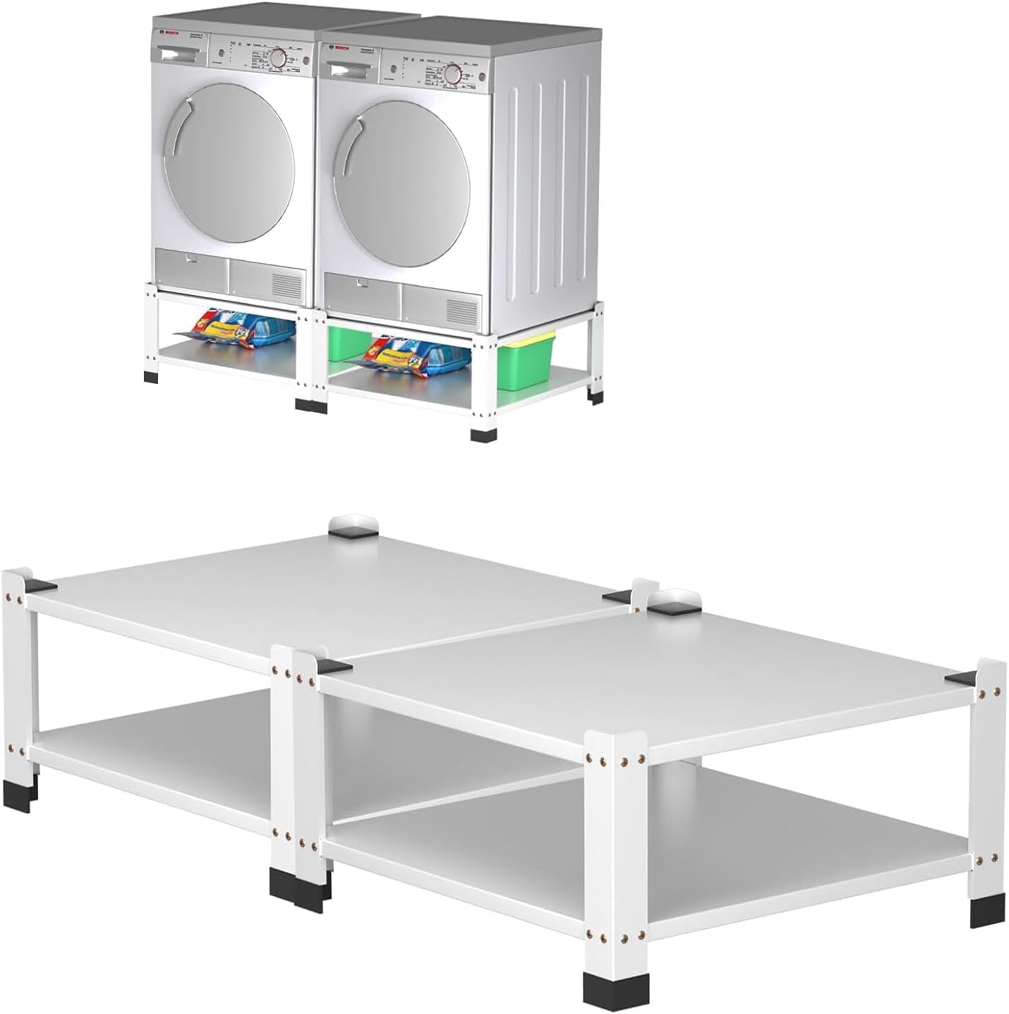 Washer and Dryer Pedestal with Storage Shelf,28.3" Lx28.3" Wx14" h,800Lbs Capacity, Heavy Duty Steel Multi-Functional Base for Washing Machine,Washer and Dryer Stand Universal Platform -2PACK