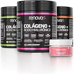 Kit 3 Colágenos Hidrolisado Verisol Frutado com Ácido Hialurônico Biotina Suplemento para Pele Cabelos e Unhas + Creme Facial Resveratrol para o Dia Renova Be