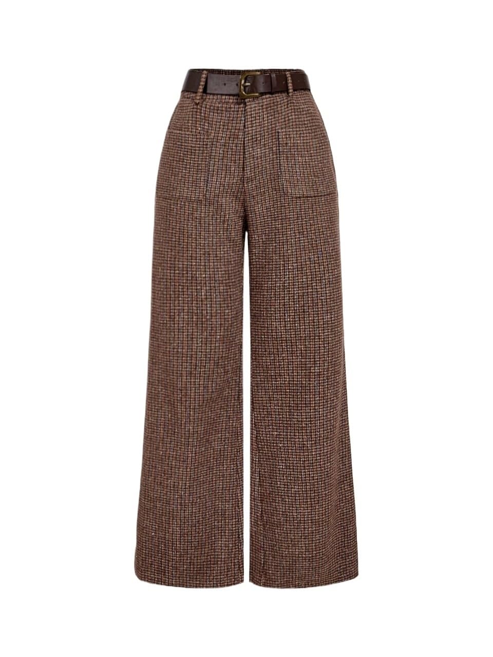 Pants Women Business Fall 2025 Plaid Double Pocket Casual Leather Belt Retro Pants