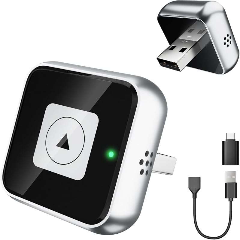Wireless CarPlay Adapter, Wired to Wireless Car Adapter | Suitable for Apple iPhone & Android, USB & Type-C, Supports 800+ Models with Built-in Wired Car Play/Android Auto