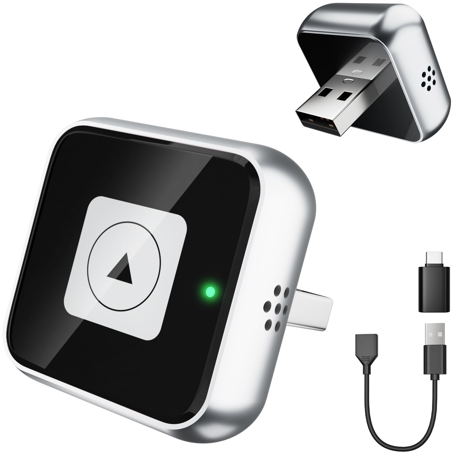 ELECGO Mini Adaptateur CarPlay sans Fil pour iPhone, Convertissez Le Filaire en sans Fil, Plug & Play avec Typ-C/USB, Compatible avec Android 11+ et iOS 10+ (Noir)