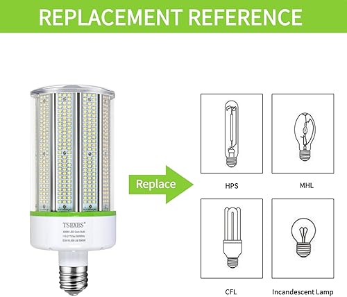Miniatura 10 de Bombilla LED de maíz equivalente a 1000 W con certificación UL, base Mogul E39 de 300 W, 42,000 lúmenes de repuesto de haluro metálicoHIDHPS, luz