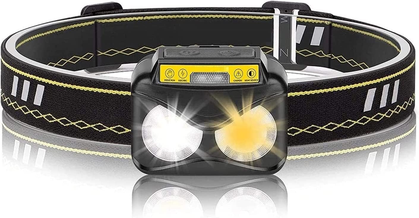 BArobo Torcia Frontale a LED Ricaricabile, Lampada Frontale con sensore di Movimento, Impermeabile, LED Bianco Brillante e Luce Blu for Corsa, Campeggio, Escursionismo e Altro, la Scelta Ideale