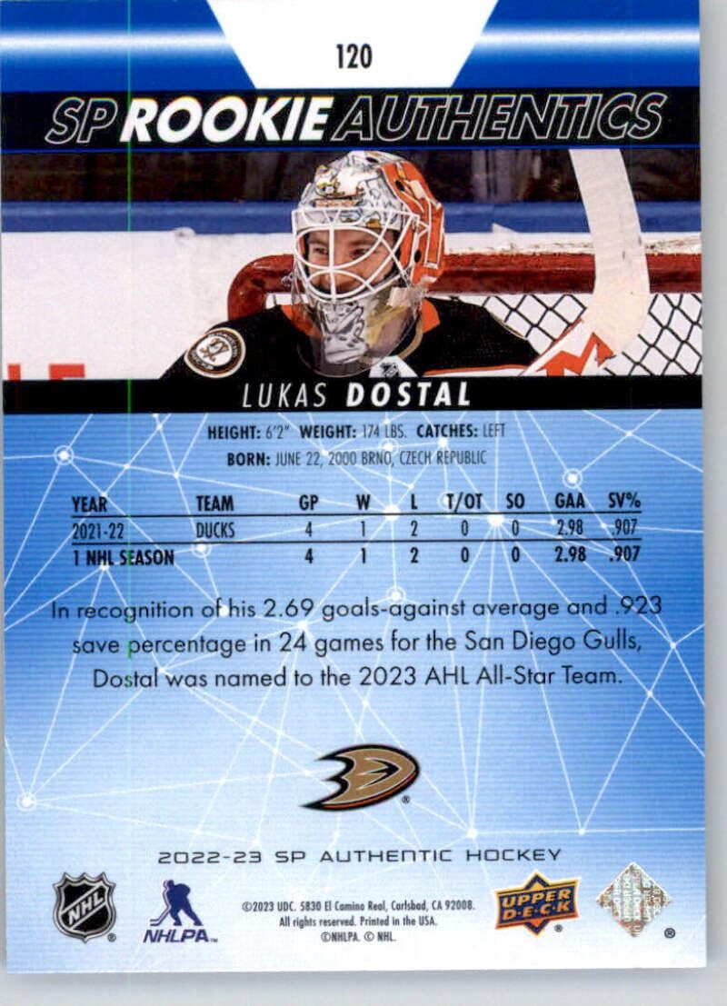 Amazon.com: 2022-23 Upper Deck SP Blue #120 Lukas Dostal RC Rookie
