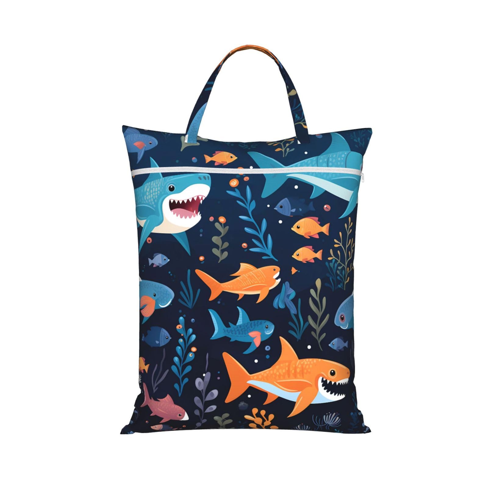 Dolphin Travel Laundry Bag With Zipper Dirty Clothes Bag Water Resistant Laundry Storage Sack Portable Organizer For Travel Beach School Camping Gym