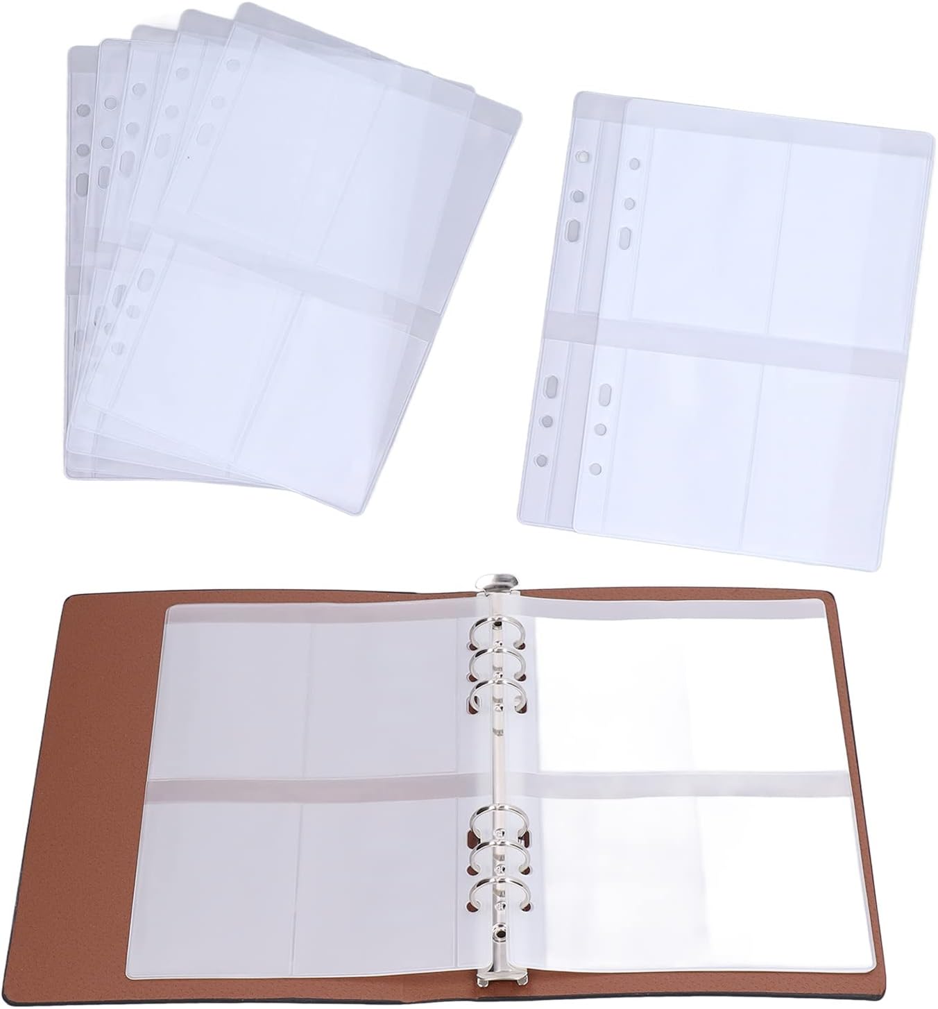 Storage Page Cutting Embossing Mold Stamp Scrapbook Collection Notebook DIY Organizer for Crafters PU Leather Silicone Sealed 22.9 x 16.8 x 2.6cm 10 Pages (TL014 Cover + 10 Four-Frame Inner Pages)