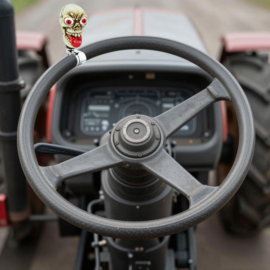 Lunsom Spinning Wheel Knob, Skull Shape Power Handle Steering Wheel Spinner Knob Suicide Power Spinners Turning Aid Helper Fit Most Vehicle (White)