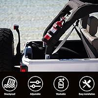 Vista 4 de Soporte para extintor de barra enrollable Ohleats, correa ajustable para extintor de incendios con patrón de bandera americana, accesorios