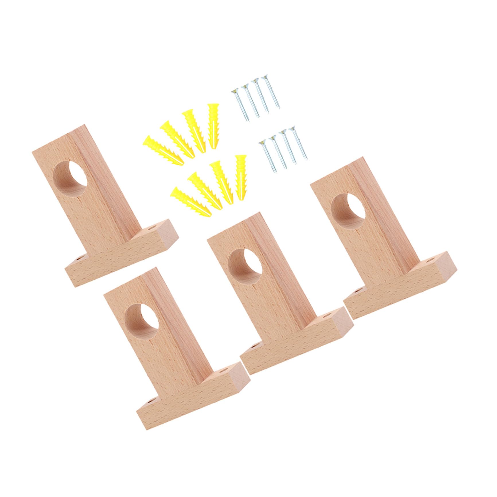 Mobestech 4pezzi Supporti in Legno per Bastoni per Tende Interni Semplici e Resistenti Porta Bastone da Parete per Decorazioni Moderne Facili da Installare e Sicuri