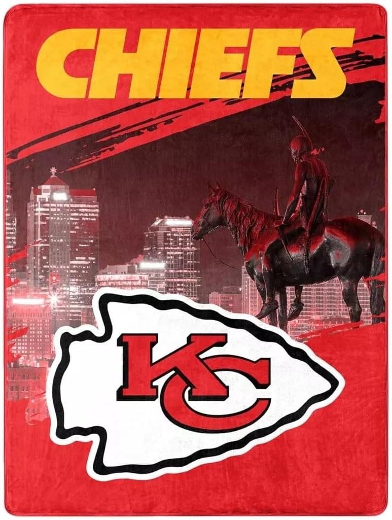 Northwest NFL Kansas City Chiefs, City Nights Plush Throw, 60-inches x 80-inches, Team Colors