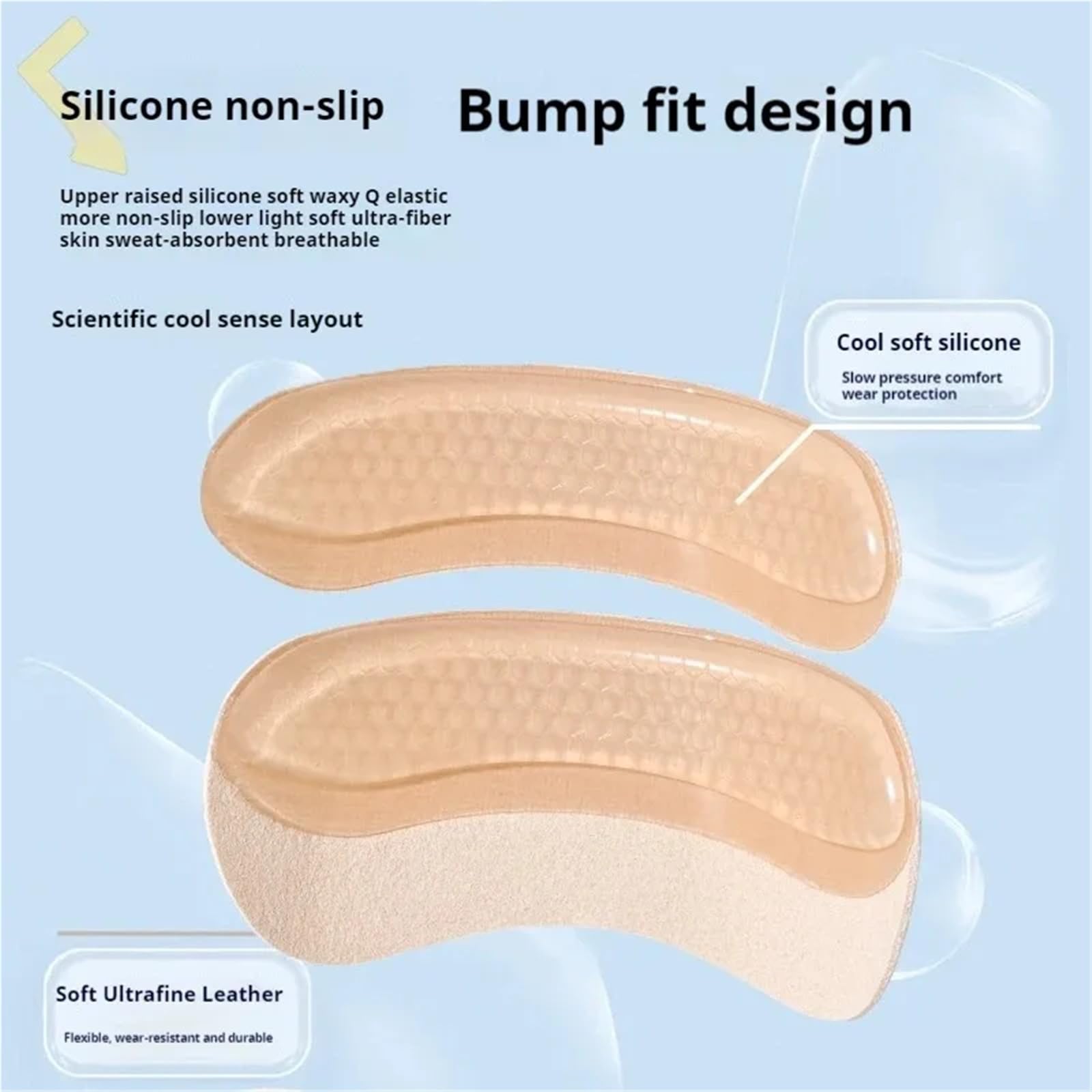 Hackenpolster Schuhe Silikon-Fersenaufkleber, Fersenschutz, Einlegesohlen, Größe anpassen, selbstklebende, rutschfeste Schuhpolster, Schmerzlinderung, Fußpflege-Einsatz(Beige-10Pcs)
