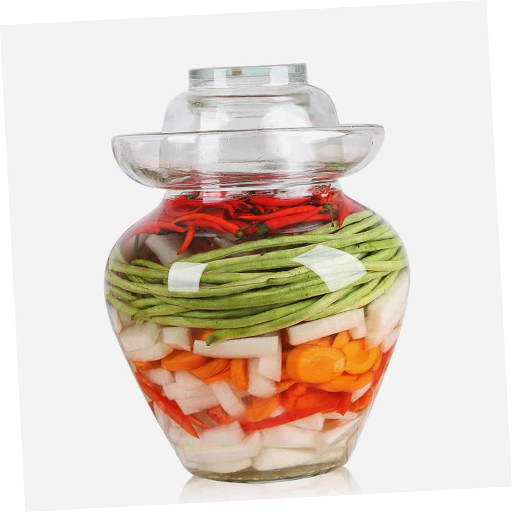 Ipetboom Tarro de Cristal para Encurtidos de Cocina, Vidrio Transparente Resistente al Calor, Capacidad 2.5 Kg, Recipiente Hermético para Fermentación y Conservación de Verduras Hogar