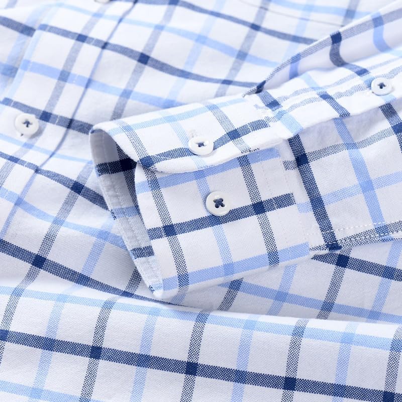Cromoncent Mens Long Sleeve Oxford Button Down Shirts Casual Dress Shirt for Men,100% Cotton,Plaid/Stripes Shirts - Image 6