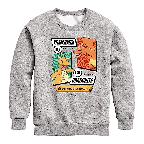 HYBRID APPAREL - Pokémon Dragonite Charizard Prepare For Battle - Kids Crewneck Fleece Sweatshirt - Main Image