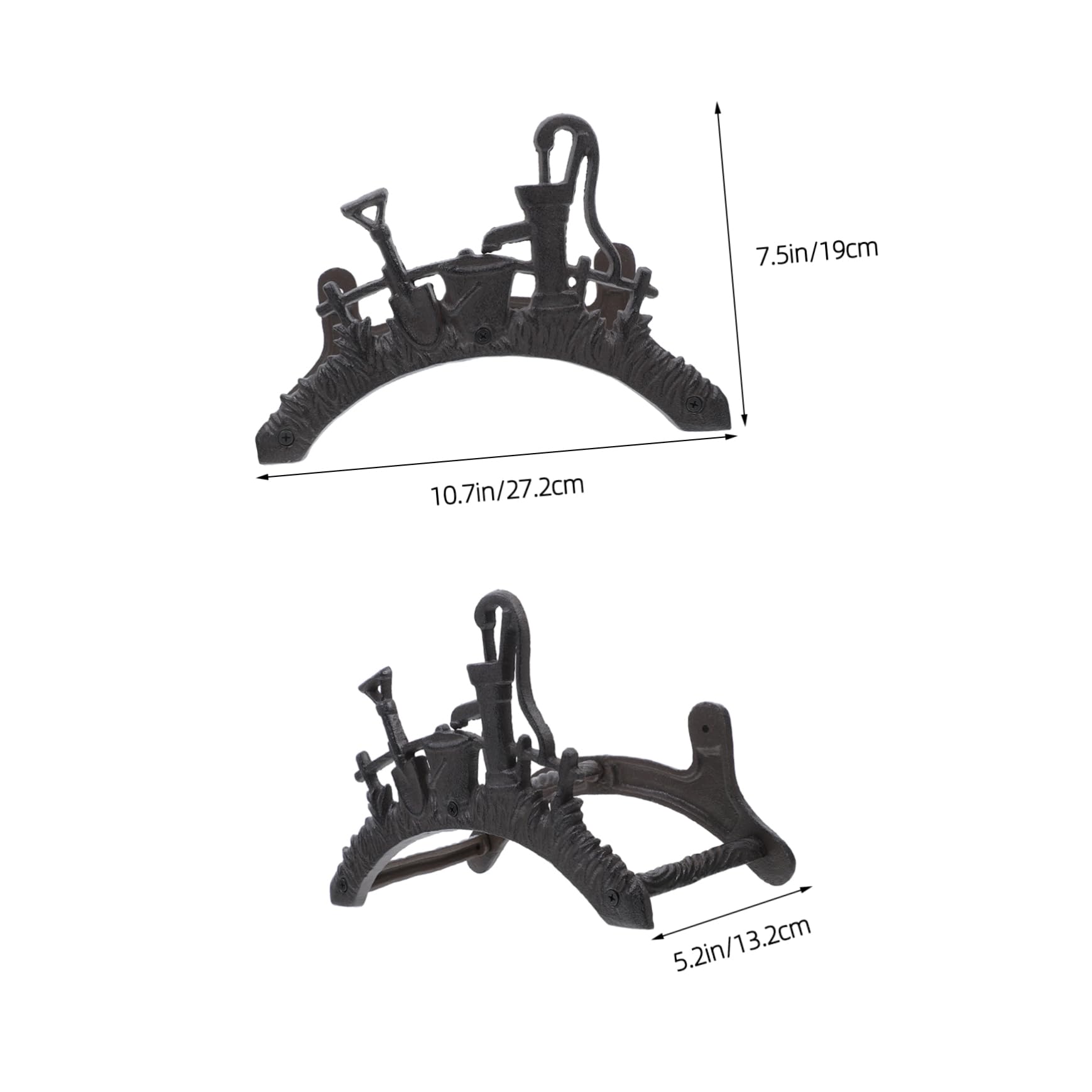 Soporte de Manguera de Hierro Negro, Colgador para Jardín y Patio | Montaje en Pared, Diseño Simple Decorativo, para Manguera y Máquina de Riego