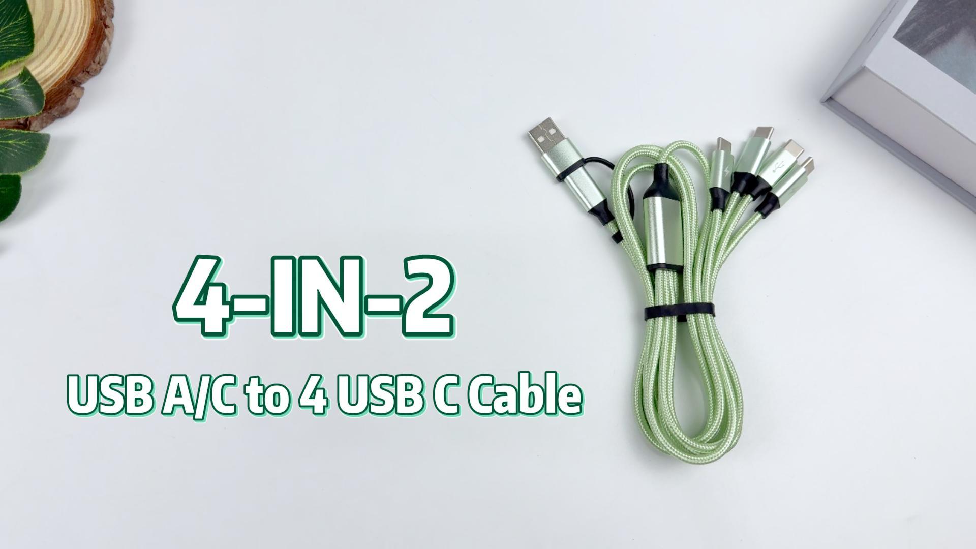 Image of USB A /C to USB C Cable, 4 in 2 Type C Multi Charging Cable [2 Pack, 5FT]