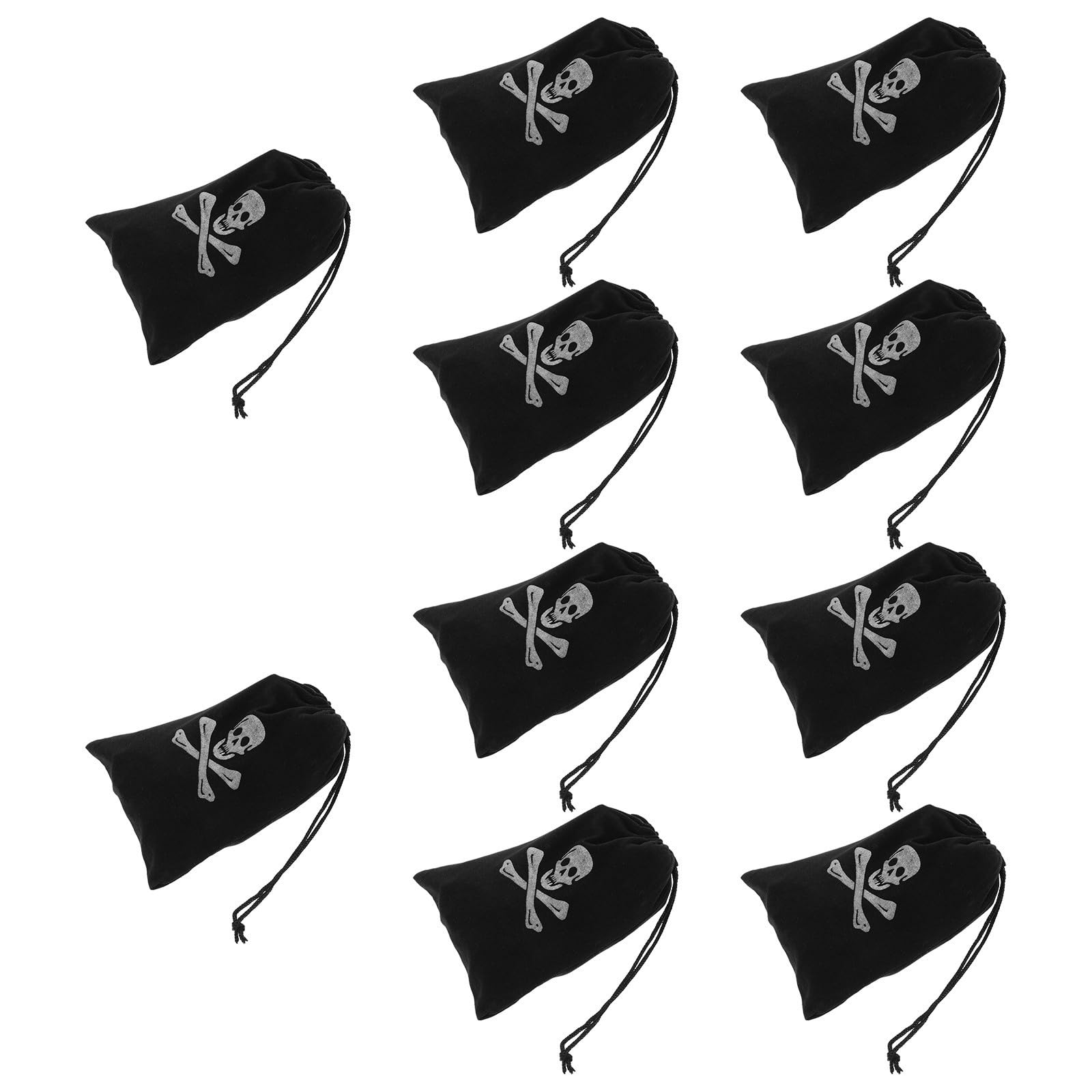 Paquet à cordon pirate Halloween sachet noir motif crâne pochon tissu Jour des Morts