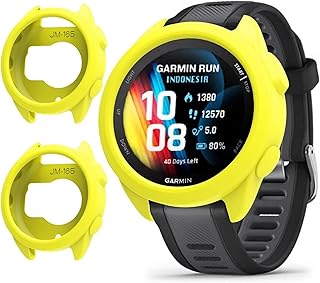 GIOPUEY Case Compatible with Garmin Forerunner 165, [2 Pack] Soft TPU Silicone Case Cover Protective Cases – Yellow