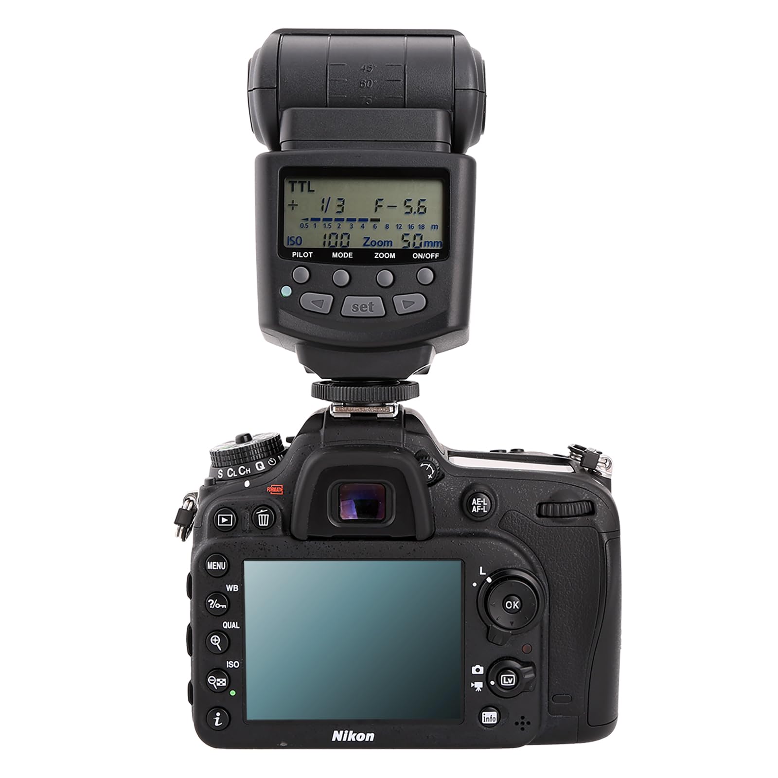 Meike MK430 TTL Flash Speedlite Compatible con Nikon D7100 D5300 D5200 D3500 D3100 D600 D800 D3200 D90 D80 D300 D7500 D780, etc.