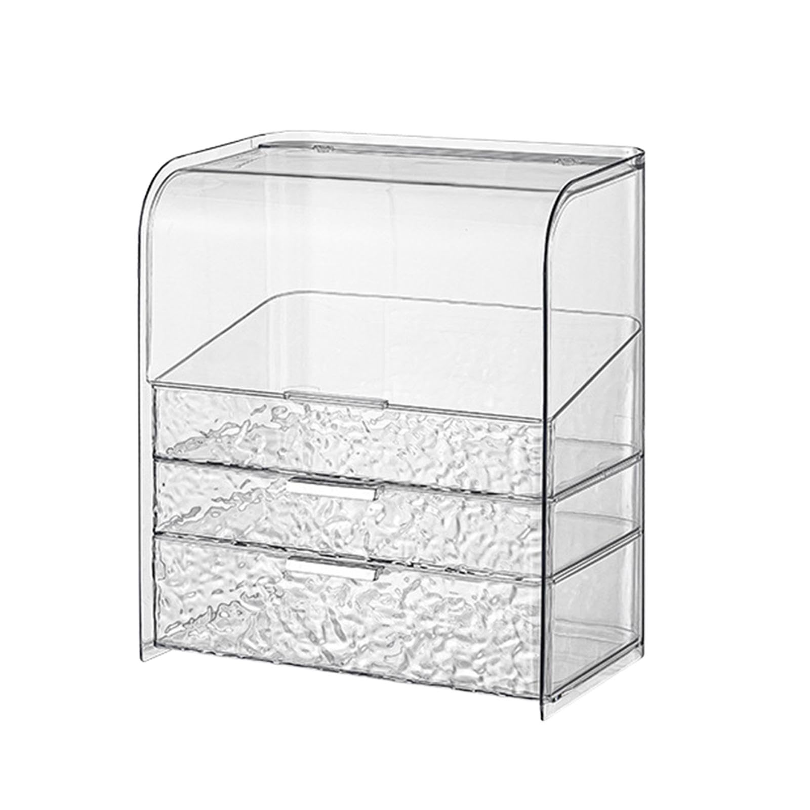 Organisateur de Maquillage, Vitrine Cosmétique, Transparente, 3 Couches, à Assembler, Boîte de Rangement Cosmétique pour Rouge à Lèvres, Coiffeuse, Clair, avec Un Couvercle