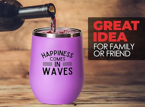 Surfing Pink Edition Wine Tumbler 12oz - Comes in waves - Surfing Enthusiast Gifts Water Sport Surfboard Athletics Hobby Beach Sea Windsurf Wave