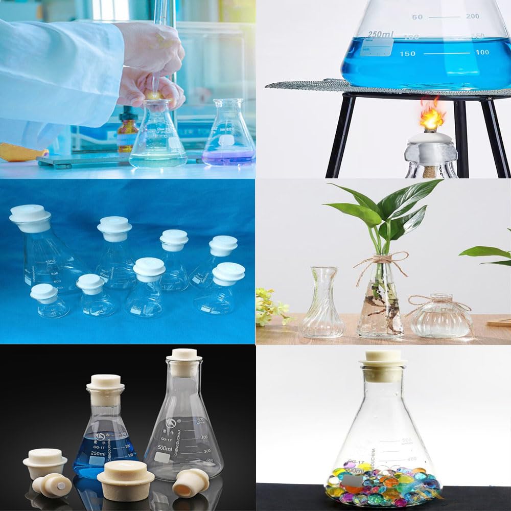 Zestaw kolb Erlenmeyera ze szkła borokrzemianowego z wąską szyjką, 4 rozmiary do eksperymentów w laboratorium naukowym - 1 opakowanie(50ml 100ml 150ml 250ml flask)