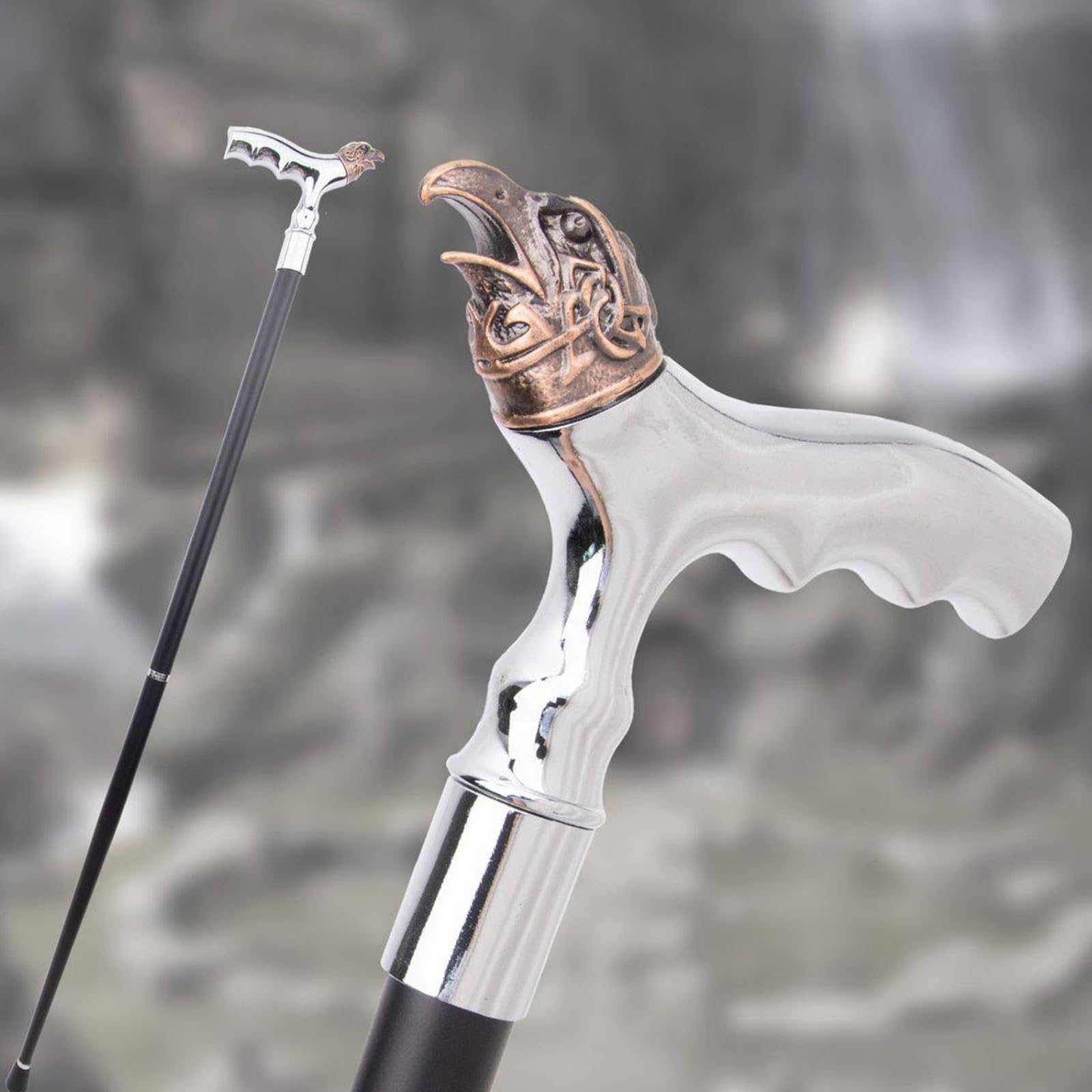 Bastón con Cabeza De Águila Blanca, Bastón Decorativo Elegante para Caballeros, para Cosplay con Empuñadura en Forma de Báculo 94 Cm
