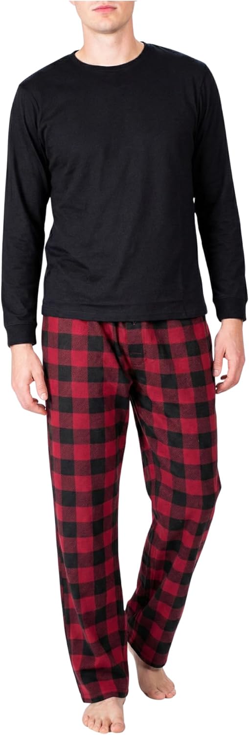 Men’s Pajama Set – Lightweight Cotton Pants & Breathable Tee – Soft Cotton Blend Year-Round Lounge Set