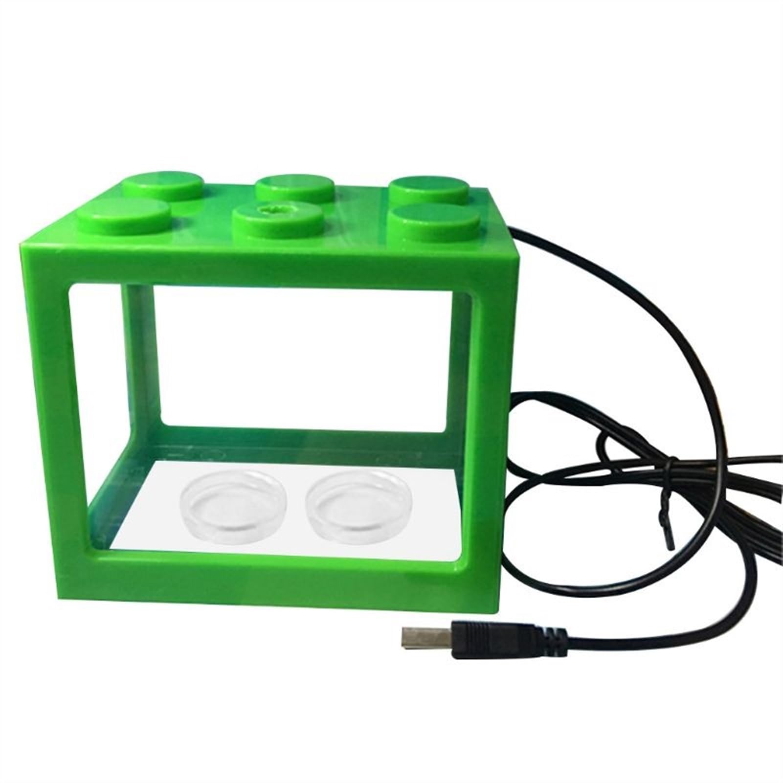 Mały Akwarium Akrylowy USB Mini Akwarium Akwarium Propagator Akwarium z oświetleniem LED Zbiornik dekoracyjny na biurko w domu i na biurko Złota rybka(Green)