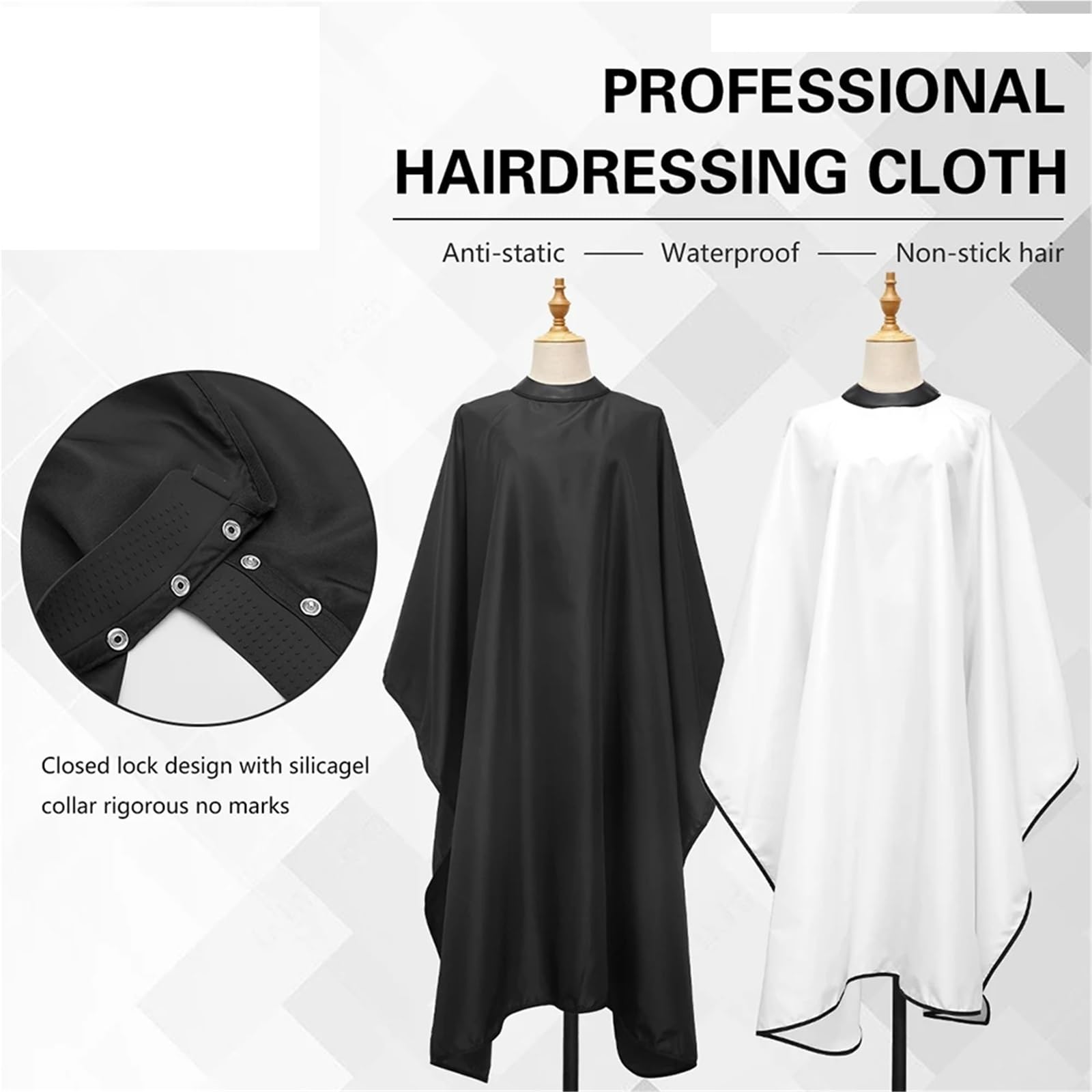 3 uds barbería escote de silicona bata peluquería hebilla impermeable corte pelo tela antideslizante capa herramientas estilismo Para Peinado Cortes