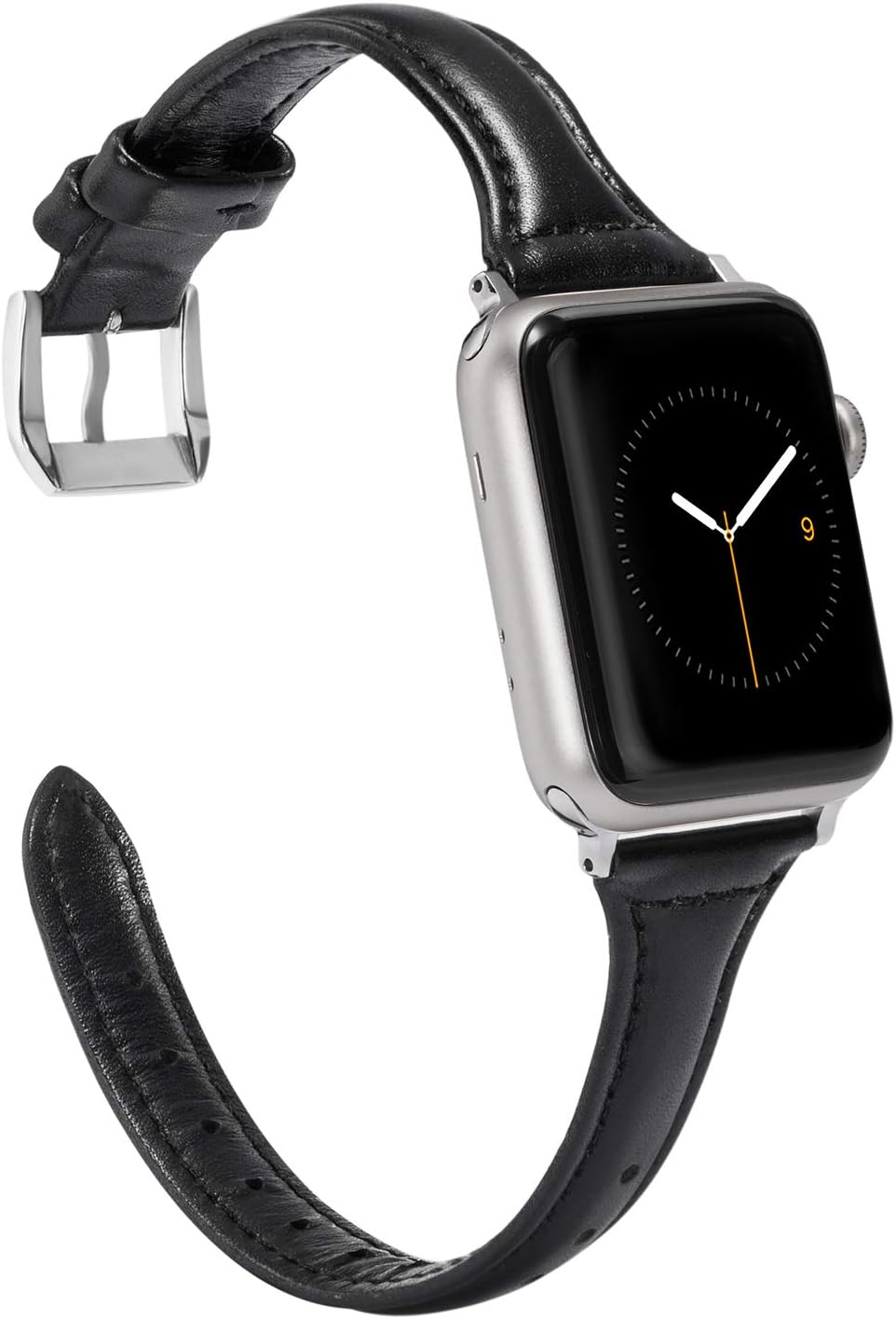 Wearlizer for Apple Watch Leather Strap 41mm 38mm 40mm 45mm 42mm 44mm, Slim Leather Straps for iWatch SE Series 7 6 5 4 3 2 1 Replacement Band Women and Men