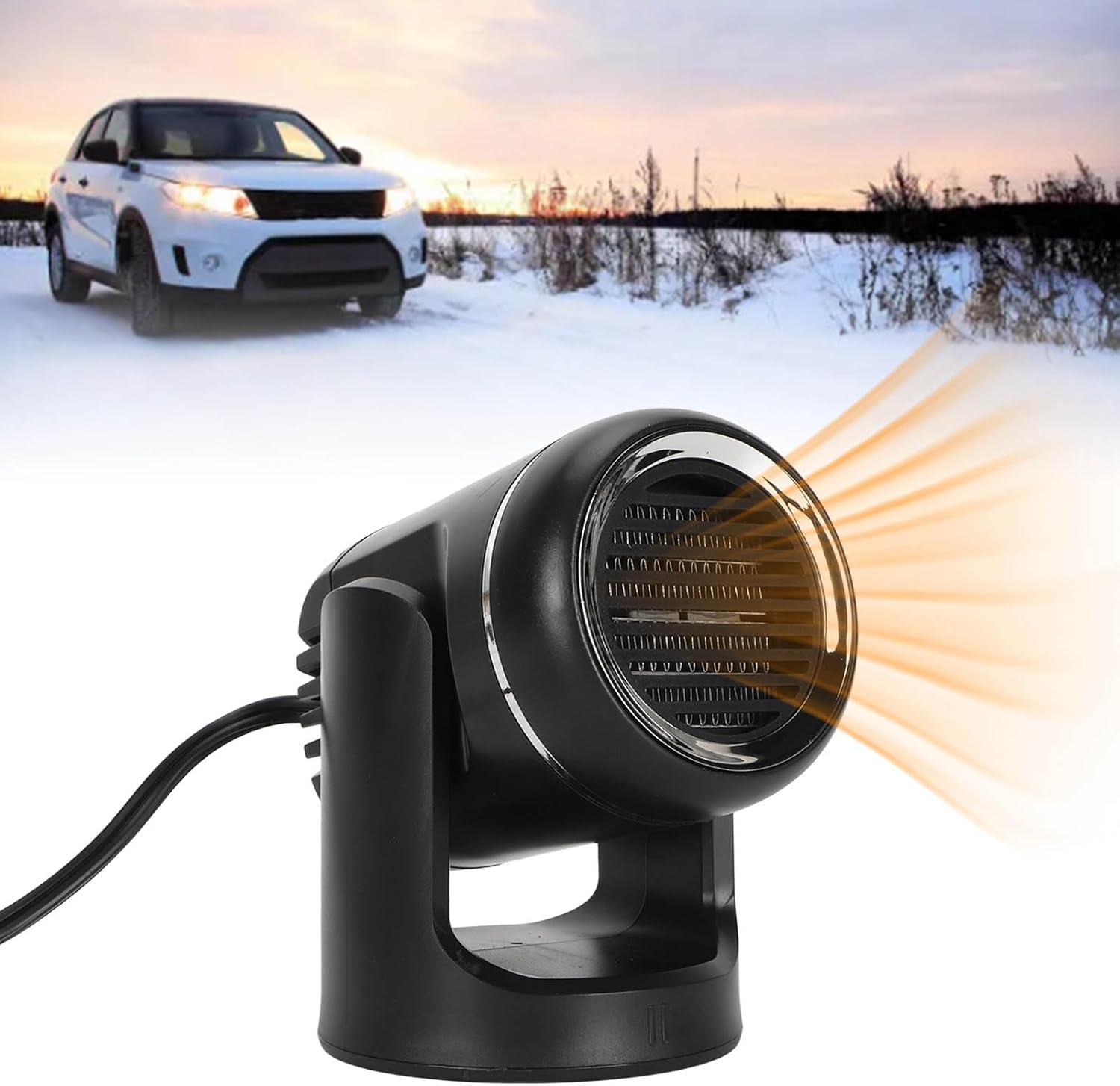 2 in 1 Car Heater, 12V 120W Car Heater, Fast Heating and Cooling Fan Rotatable Portable Car Heater Fan with Cigarette Lighter Plug