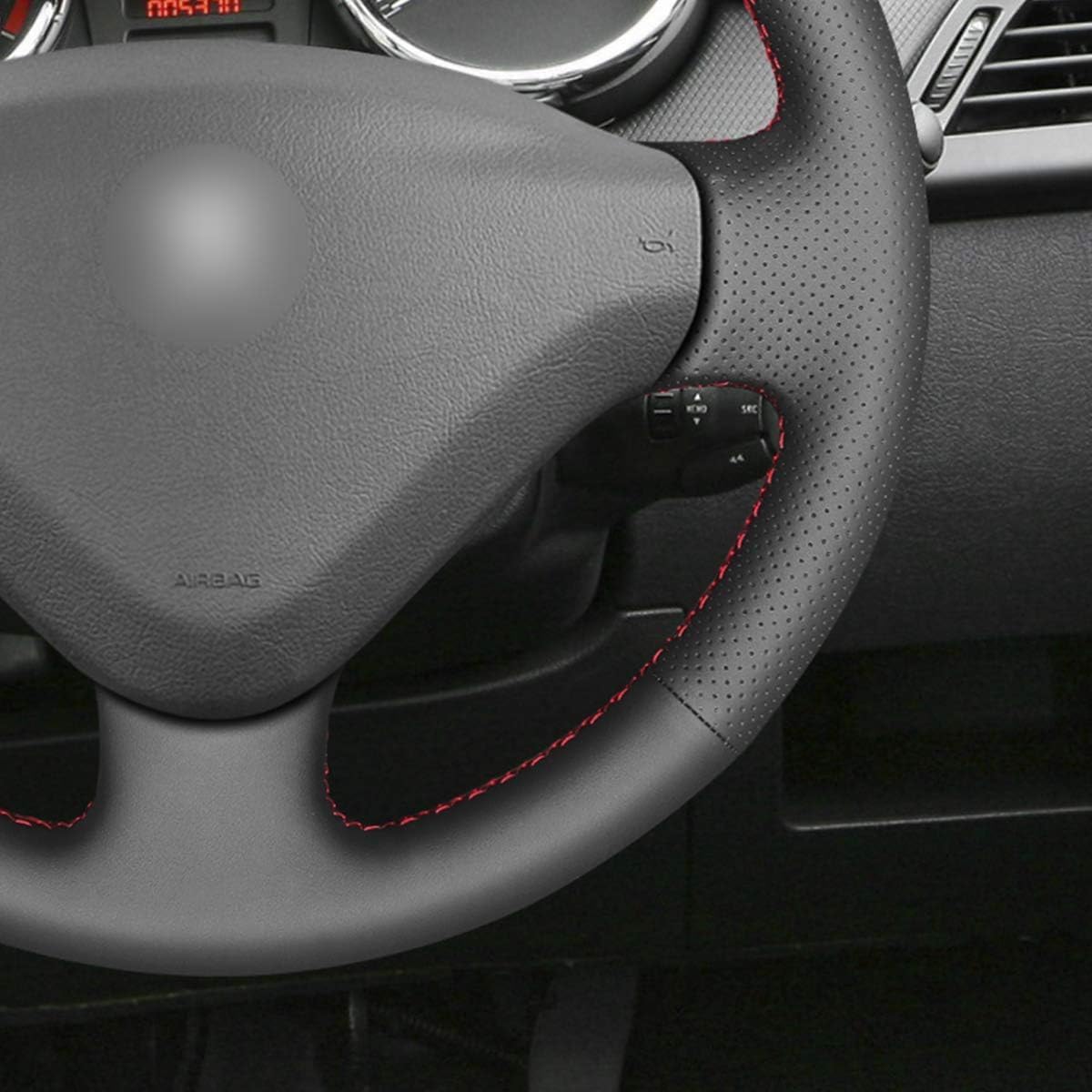 MEWANT Car Steering Wheel Covers for Peugeot 206/207 / 207 CC / 207 SW/Expert (Expert Tepee) / Partner/Partner Tepee for Citroen Berlingo/Jumpy for Fiat Scudo Hand-Stitched Car Steering Wrap