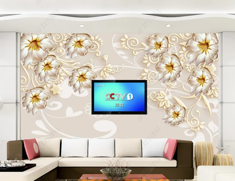Papier peint intissé fleur pour masquer les défauts d'un mur - 2