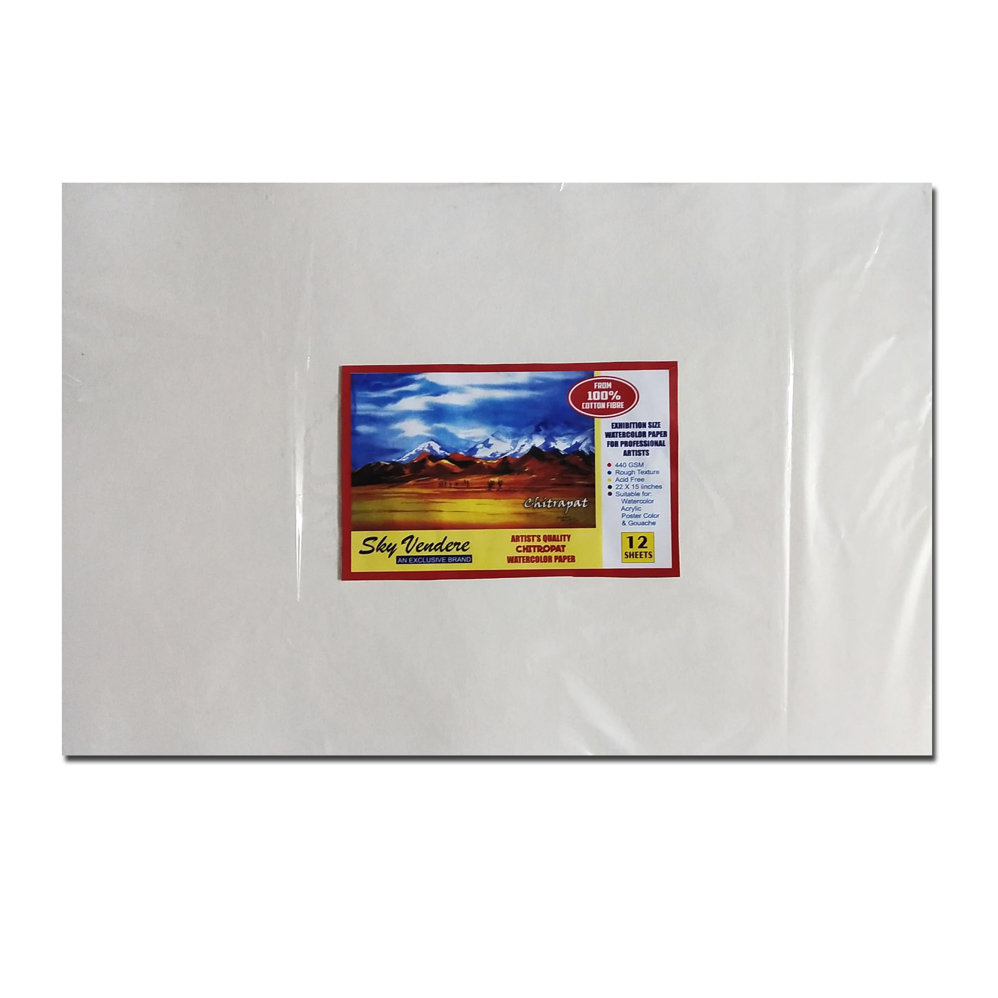 Artists Professional Chitropat Watercolour Paper 100% Cotton Fiber / 440 GSM/Rough Texture/56 X 38 cm (22.5 X 15.5 inches) /100% Acid Free-image-27