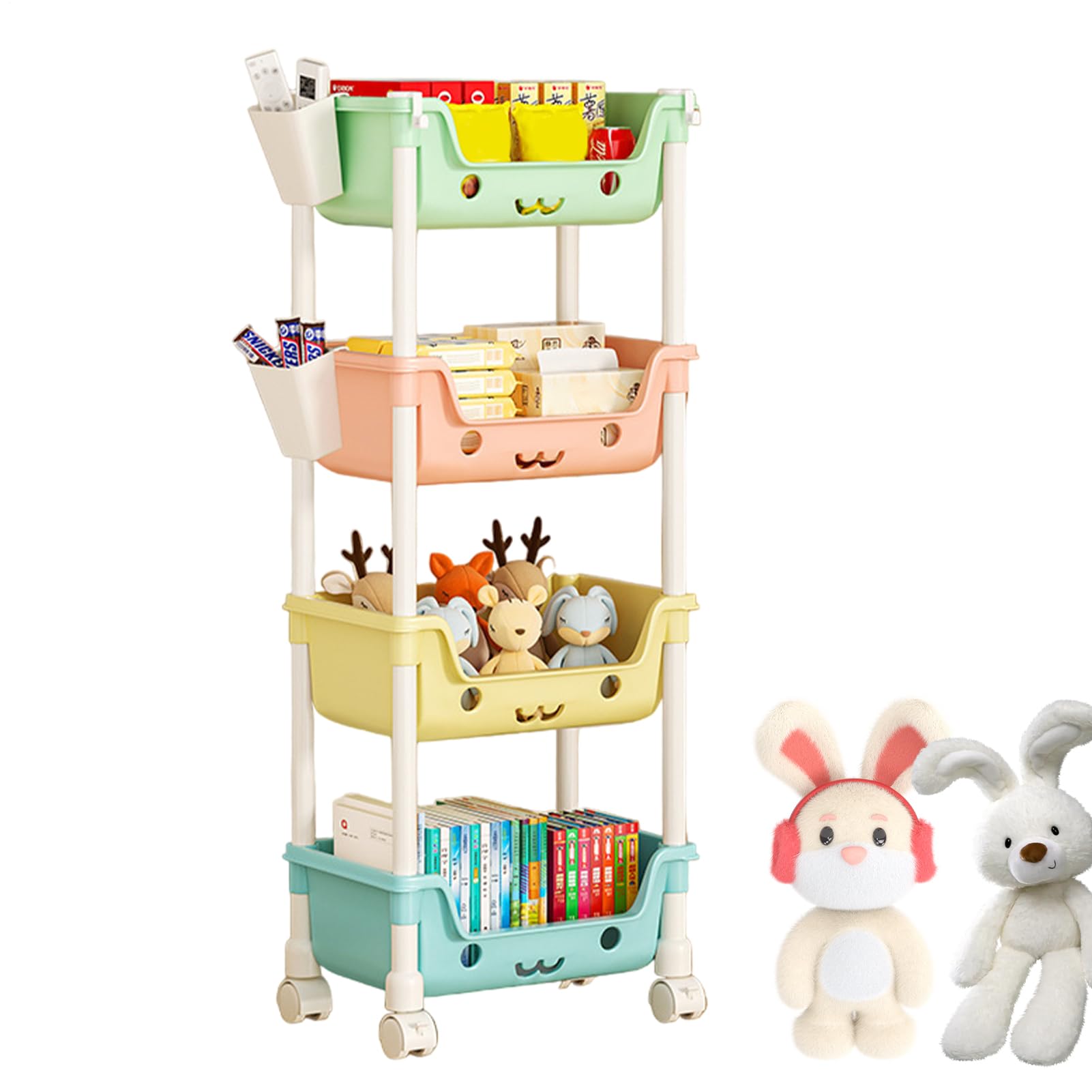 Organisateur de salle de jeux à plusieurs niveaux avec bacs de rangement mobiles pour jouets