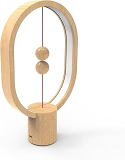 Heng Balance Lamp Oval Mini USB-C REAL WOOD Portable Rechargeable Magnetic Gravity Interactive Switch Night Light Table LED Nightstand Bedside Bedroom Playroom Livingroom Entryway HomeDecor Gift