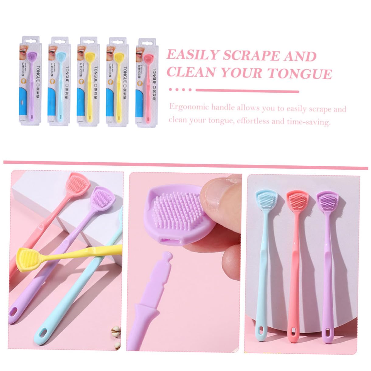 FRCOLOR 15 Pz pulisci-lingua raschietto per lingua in silicone accessori per la pulizia tongue scraper raschietto lingua comodo strumento per la pulizia della lingua spazzola per la lingua