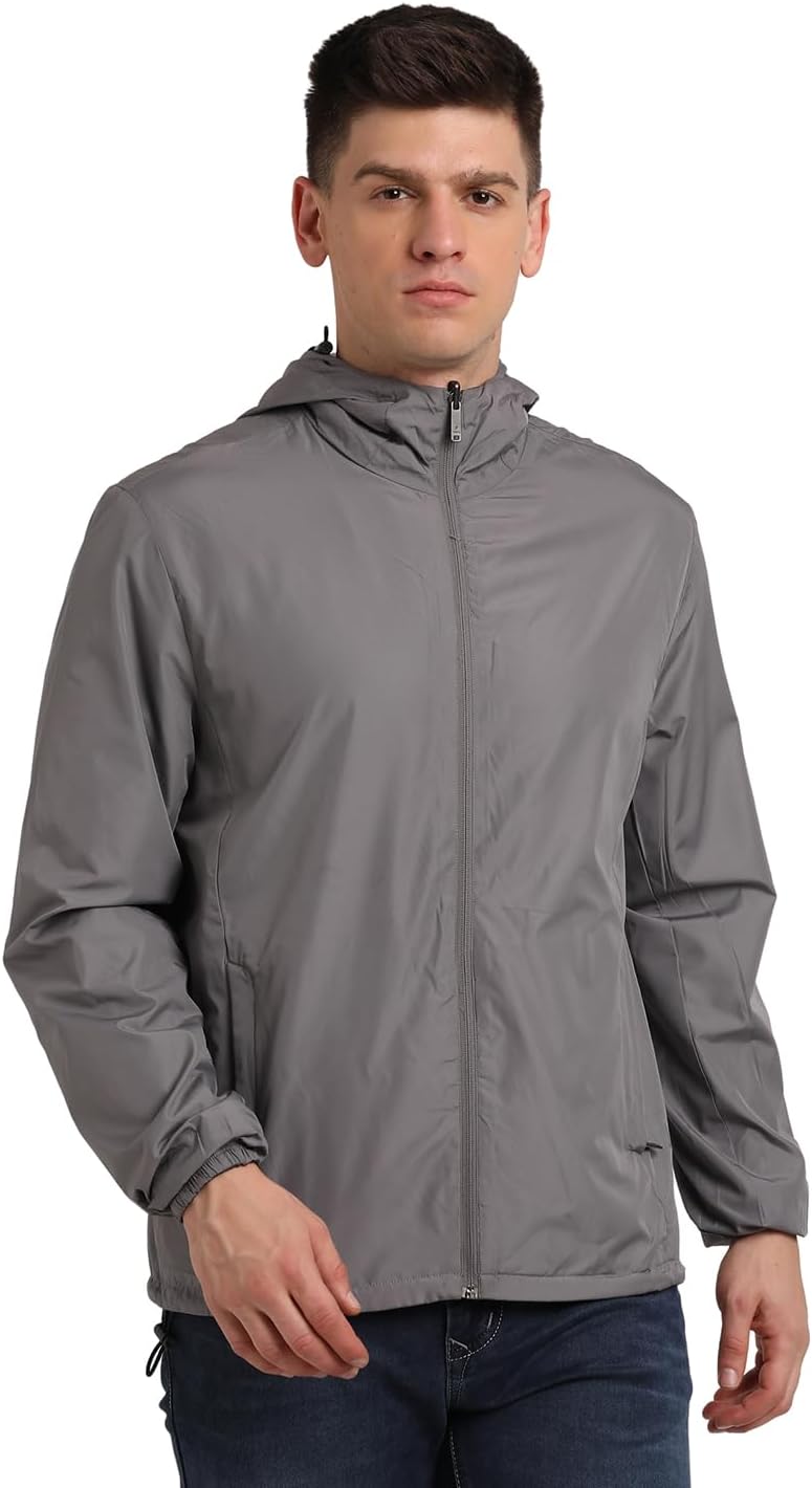 Turtle Mens Reversible Windbreaker Jacket Nylon Long Sleeve Charcoal Grey
