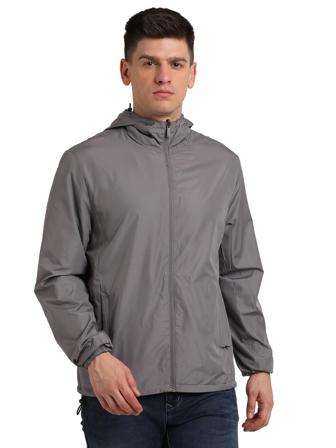 turtle Men Charcoal Grey Solid Full Sleeve Nylon Reversible Windcheater Jacket||Reversible Jacket||windcheater-picture-32