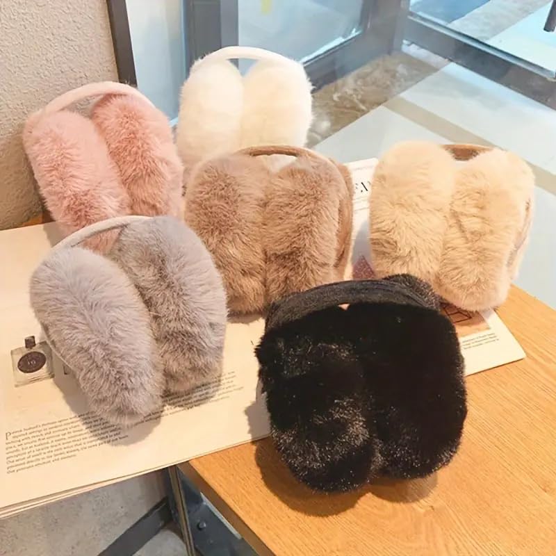 Image of Girl Winter Earmuffs Outdoor Wear Soft Faux Fur Plush Ear Warmer Minnie Design Windproof Woolen Warm Ear Muff Men & Women (Freesize)