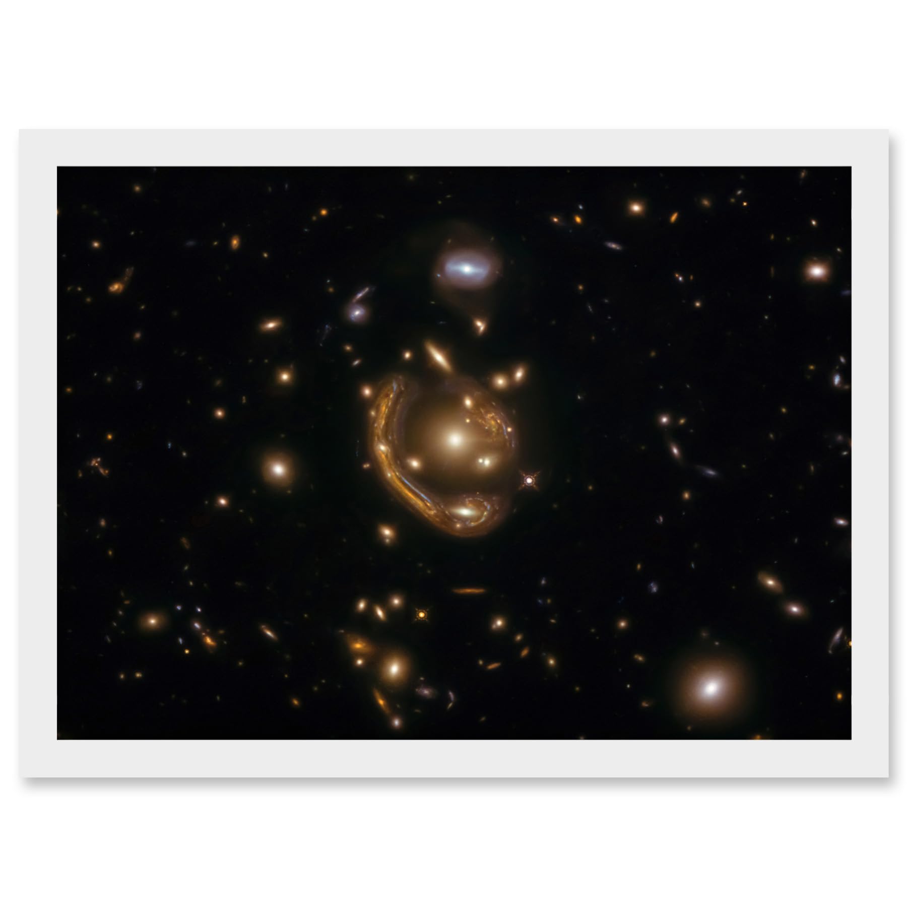 Artery8 Hubble Space Telescope Image Einstein Molten Ring Galaxy Phenomenon Gravitational Lensing Distant Galaxy Peak Epoch Starbirth Cosmic Evolution Artwork Framed A3 Wall Art Print